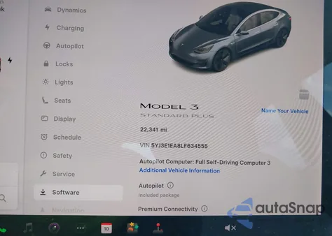 2020 Tesla Model 3 Standard Range Plus Rear-Wheel Drive/Standard Range Rear-Wheel Drive z USA, uszkodzony, nr VIN 5YJ3E1EA8LF634555